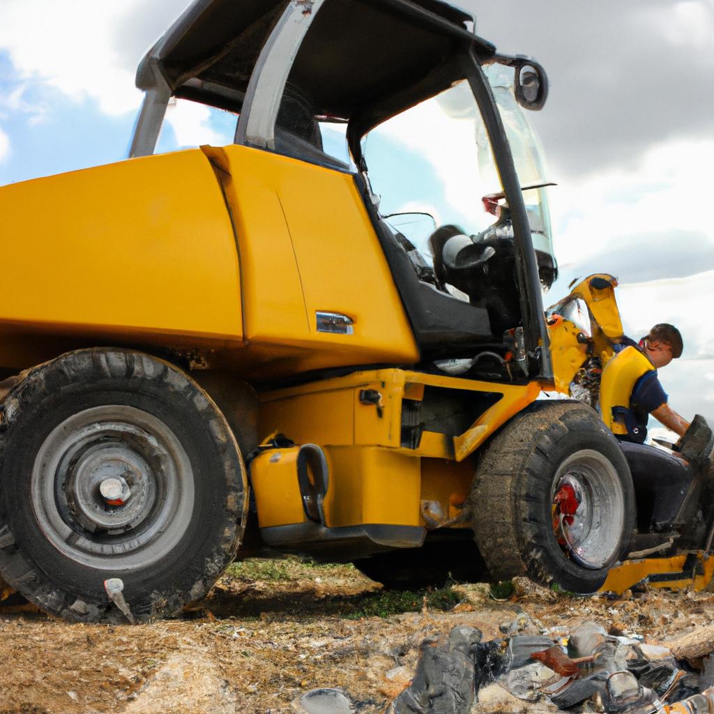 Person operating construction equipment outdoors
