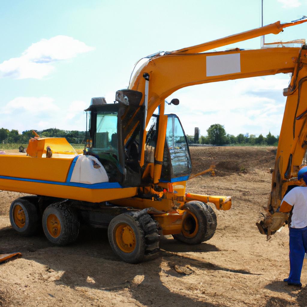 Person operating construction equipment outdoors