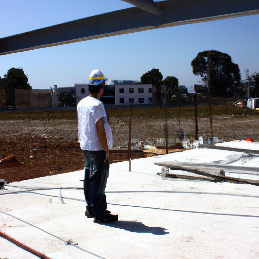 Person inspecting construction site progress